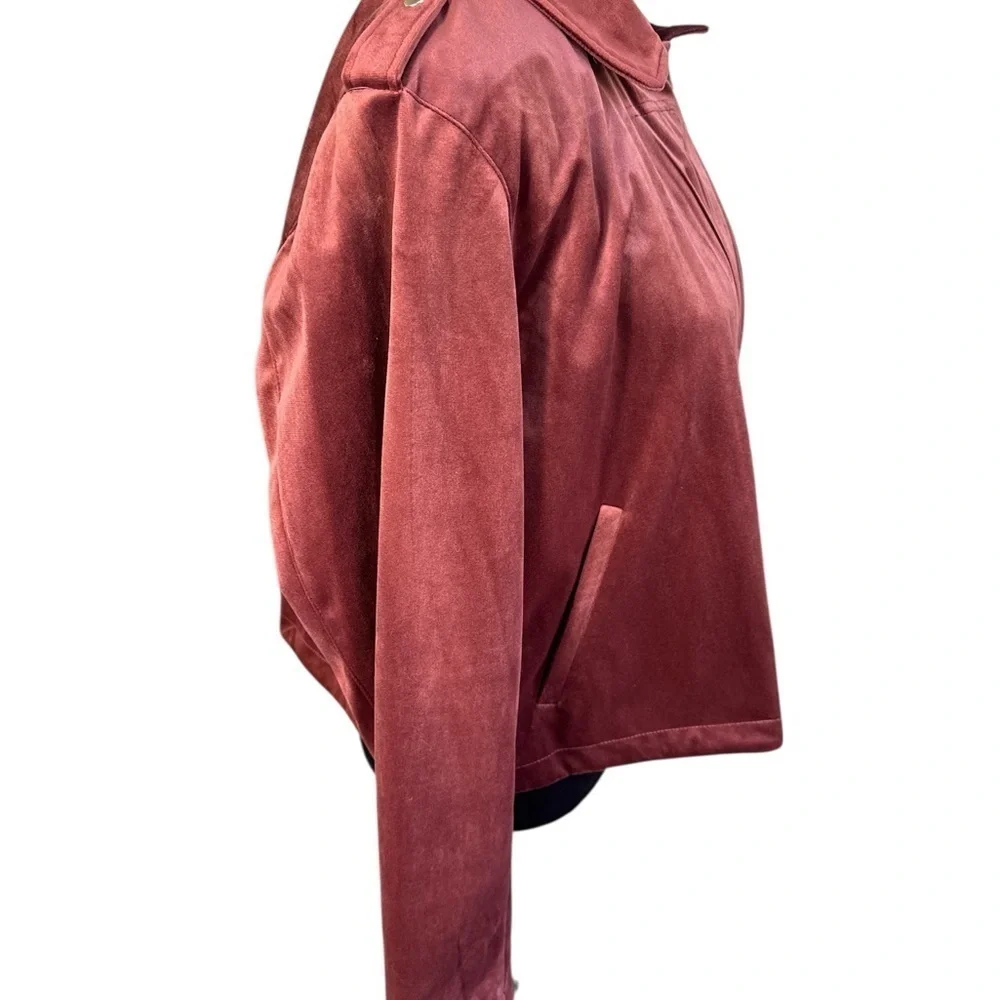 Lauren Conrad Velvet Moto Jacket XXL Rust Brown Faux Suede Zip Up